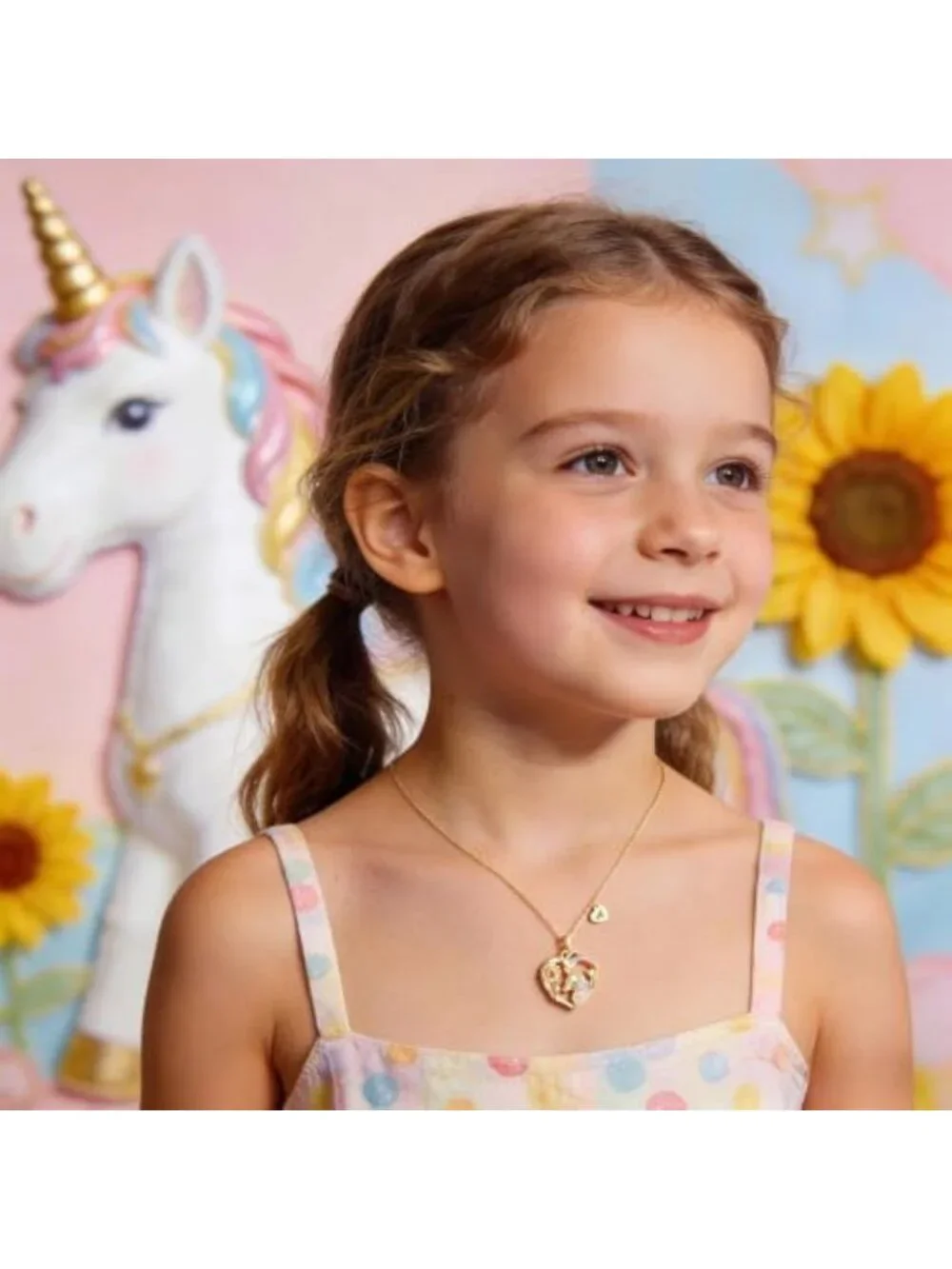 Sunflower Unicorn Initial Necklace - Perfect Gift for Girls & Kids, Cute Jewelry